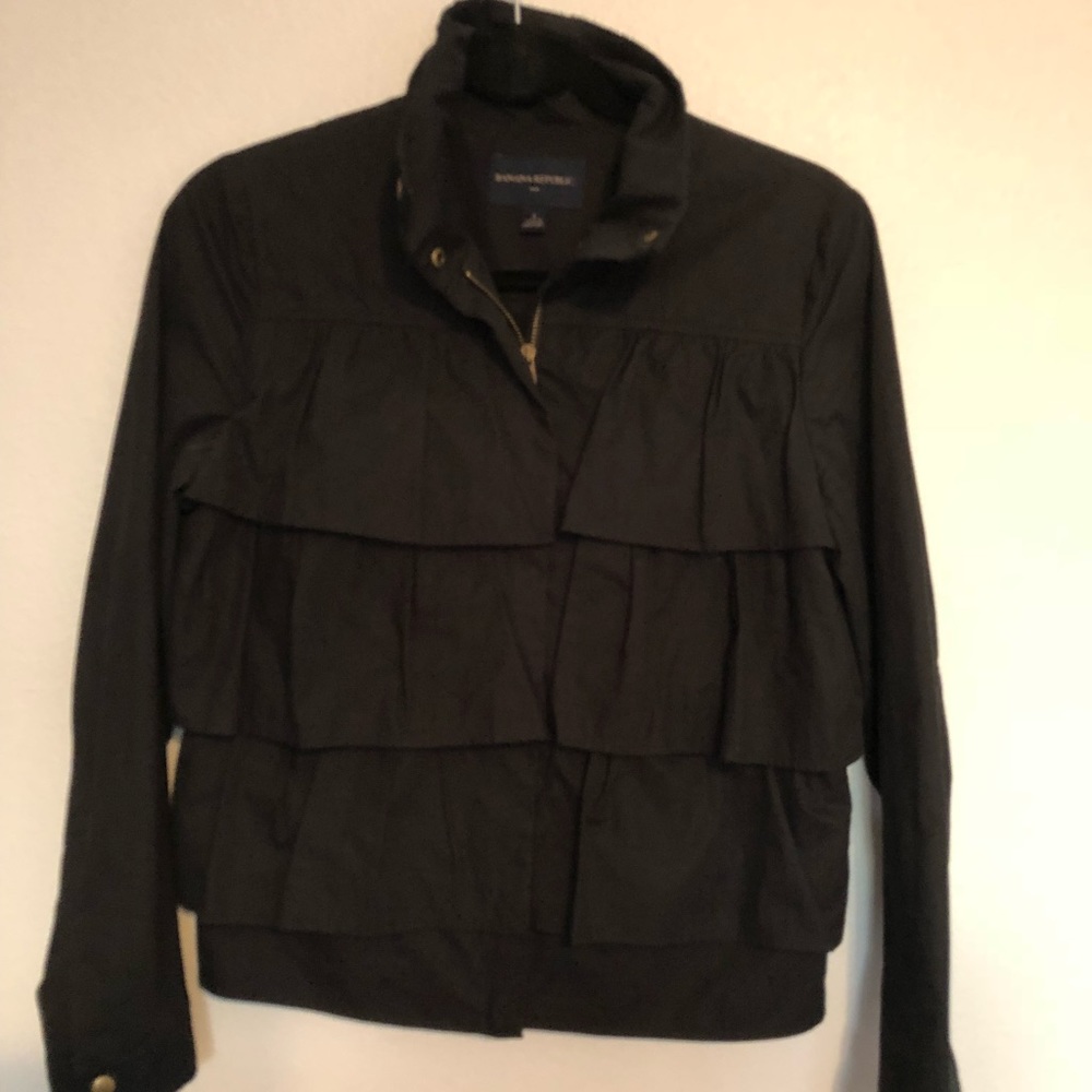 Ruffle black jacket Banana Republic